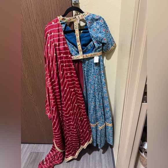 Blue maroon lengha choli cotton fabric - Picture 2 of 2